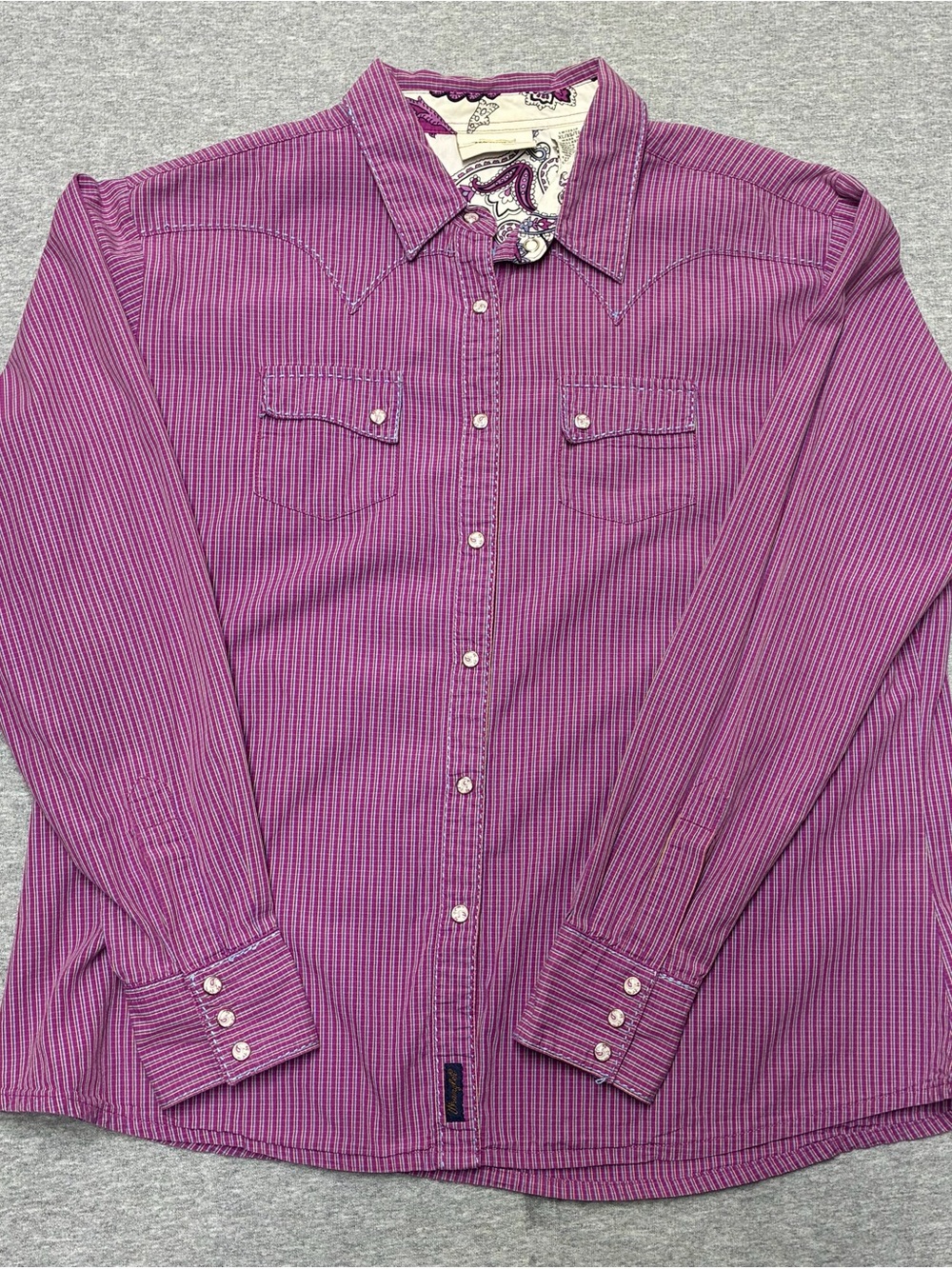 Wrangler Vintage Purple Pinstripe Western Button-Down Shirt